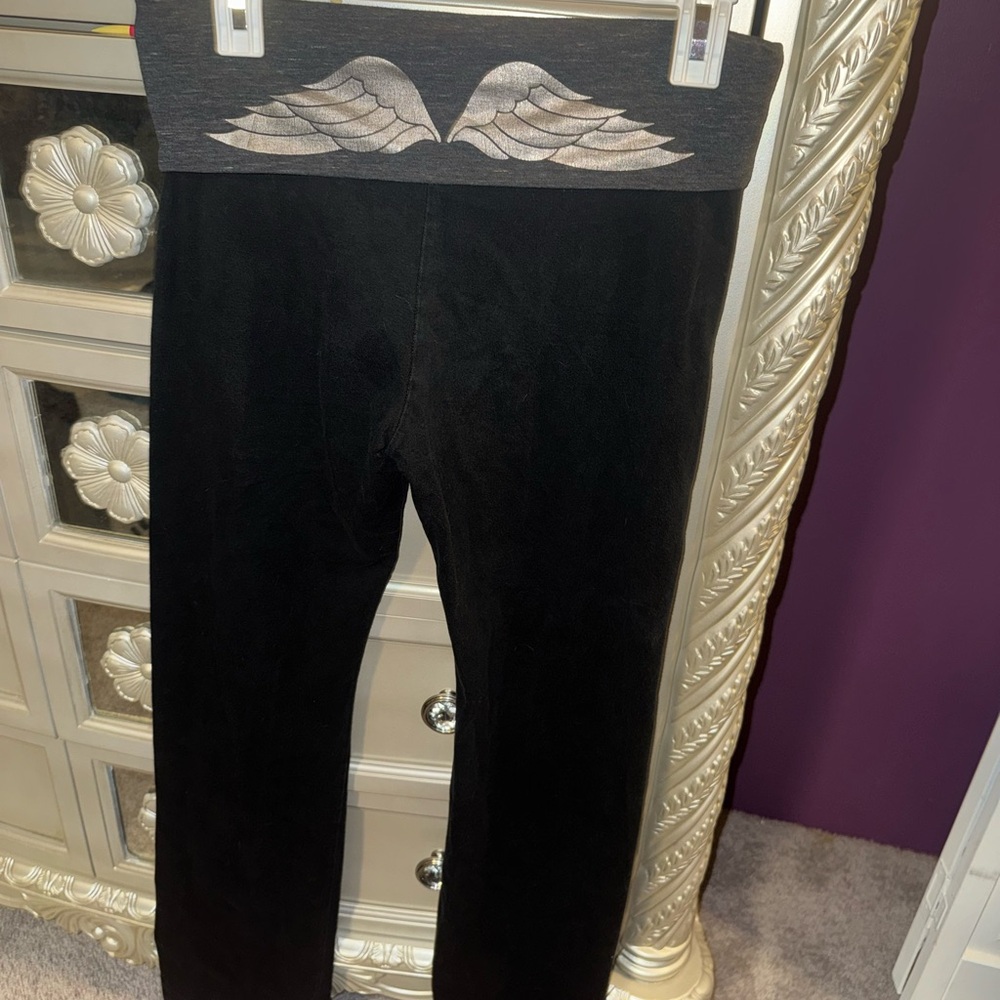 Victoria’s Secret angel wings fold over yoga pants